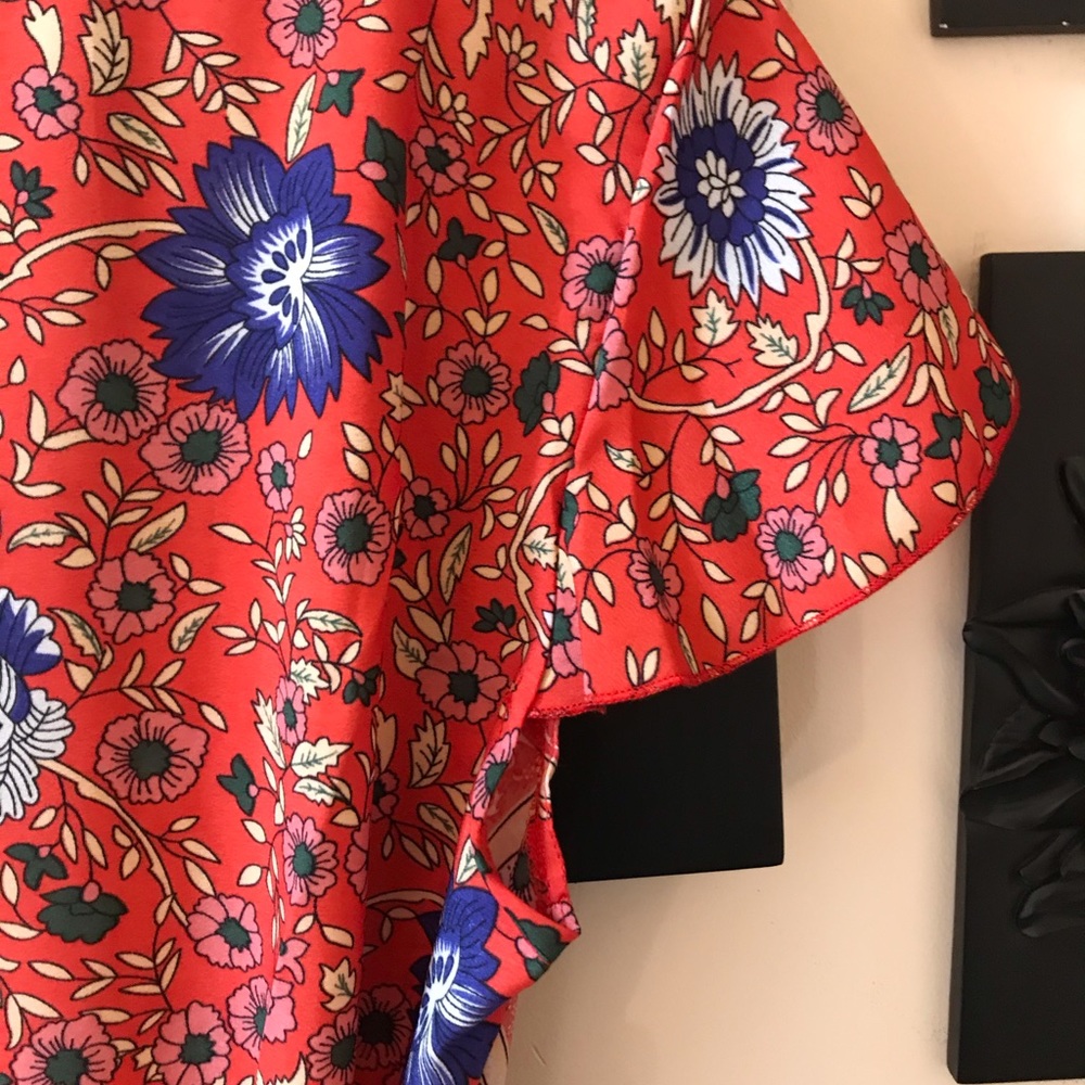 NWOT Maxi FLORAL wrap dress cap sleeve - Picture 7 of 11